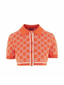 Gucci Monogrammed Cropped Knit Shirt