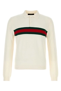 Gucci Striped Long-Sleeve Polo Shirt