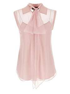Gucci Tied-Neck Collared Chiffon Sleeveless Shirt