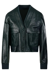 Gucci V-Neck Leather Jacket