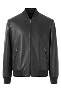 Gucci Zip-Up Leather Bomber Jacket