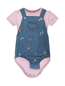 Guess Kids Embroidered Overall Bodysuit