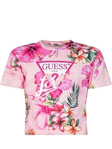 Guess Kids Floral Logo Crop T-Shirt