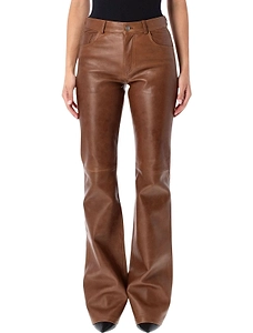Flora Leather Flared Trousers