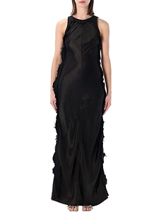 Frayed Panel Sleeveless Maxi Dress