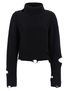Lover Distressed Cropped Knitted Sweater