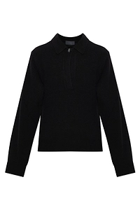 Long Sleeved Knitted Polo Top