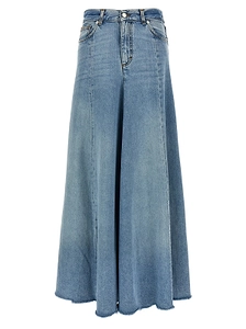 Logo-Patch Denim Maxi Skirt