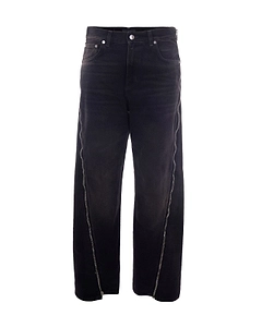 Zip-Detailed Straight-Leg Jeans