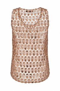 Hanita Sequined Crochet Sleeveless Top