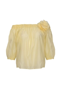 Hanita Off-Shoulder Floral Trim Top