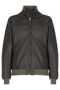 Hcr Ribbed Trim Leather Jacket