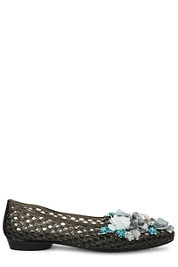 Heavenly Jelly Orchid Mesh Floral Ballet Flats