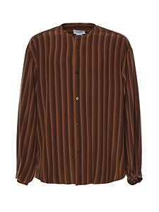 Hed Mayner Stripe Band-Collar Shirt