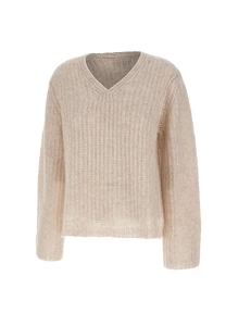 Hemisphere Textured Knit V-Neck Sweater