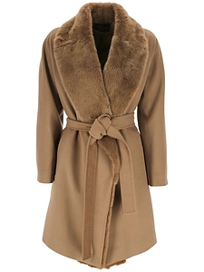 Heresis Belted Fur-Trim Coat