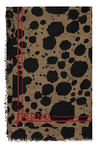 Herno Animalier Print Fringed Scarf