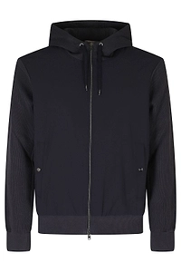 Herno Textured Zip-Up Drawstring Hooded Jacket