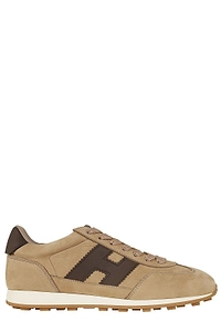 Hogan Beige Leather Low Top Lace Up Sneakers