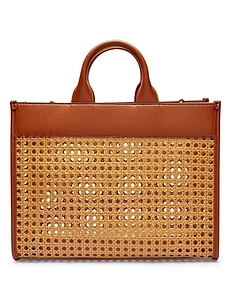 Sandy Woven Panel Tote Bag