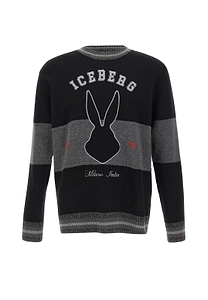 Iceberg Bunny Intarsia Striped Knitted Sweater