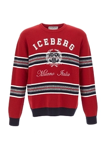 Iceberg Logo Striped Knitted Sweater