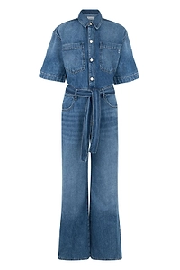 Icon Denim Belted Wide-Leg Jumpsuit