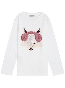 Il Gufo Animal Embroidered Long-Sleeved T-Shirt