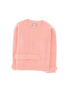Il Gufo Cable Knit Fringed Detail Sweater