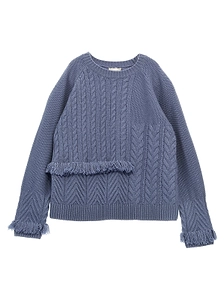Il Gufo Cable Knit Fringed Detail Sweater