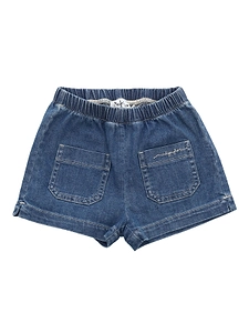 Il Gufo Logo-Embroidered Elastic Waist Denim Shorts