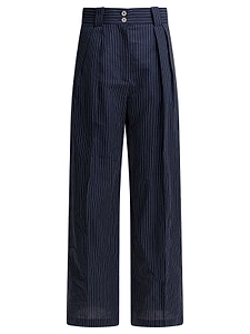 Pleated Striped Trousers