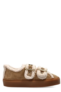 Inuikii Shearling Double-Buckle Low-Top Sneakers