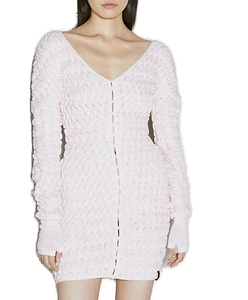 Isa Boulder V-Neck Cut-Out Cereal Mini Dress