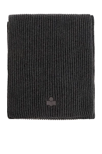Isabel Marant Logo Embroidered Ribbed Scarf