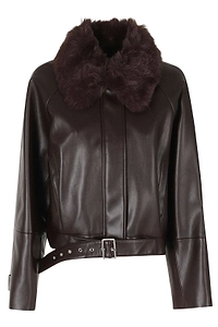 Isabelle Blanche Belted Faux Fur Collar Jacket