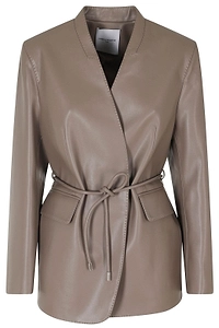 Isabelle Blanche Belted Faux Leather Jacket