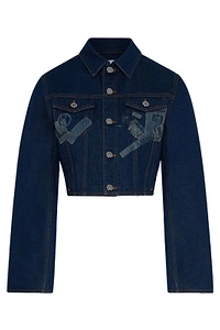 Jean Paul Gaultier Printed Cropped Denim Jacket