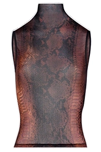 Jean Paul Gaultier Printed Mesh High Neck Tank Top