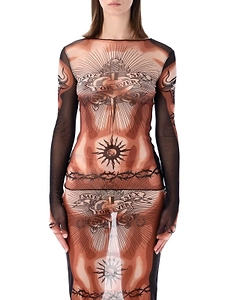 Jean Paul Gaultier Re-Edition Safe Sex Tattoo Tulle Top