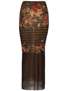 Jean Paul Gaultier Sheer Floral Print Skirt