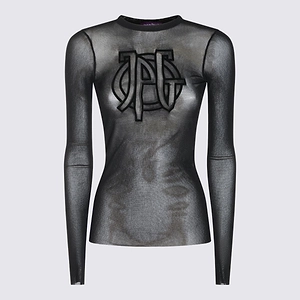 Jean Paul Gaultier Sheer Logo Long-Sleeve Top