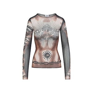 Jean Paul Gaultier Safe Sex Tattoo Mesh Top