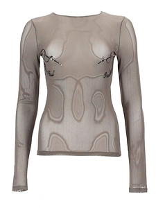 Jean Paul Gaultier Sheer Fitted Long Sleeve Top