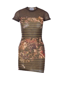 Jean Paul Gaultier Stripe Detailed Crewneck Dress