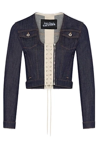 The Contrasting Lace-Up Denim Jacket