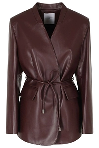 Isabelle Blanche Belted Faux Leather Jacket