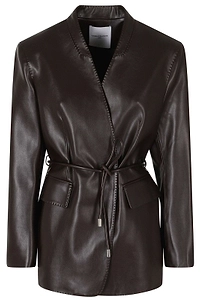 Isabelle Blanche Belted Faux Leather Jacket