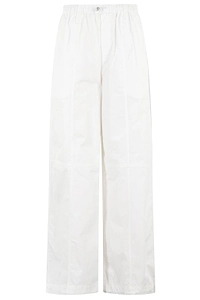 Isabelle Blanche Elastic-Waist Wide-Leg Pants