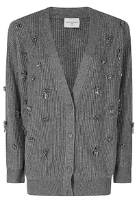 Isabelle Blanche Embellished Ribbed Cardigan